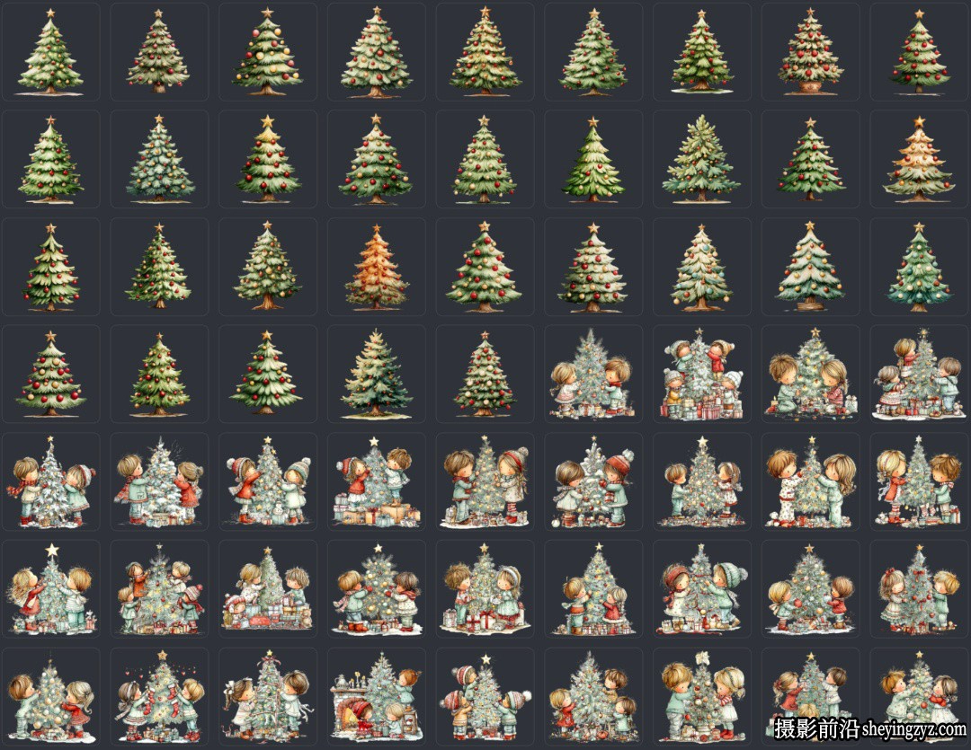 1647张圣诞树精美插图PNG透明免扣素材第三季