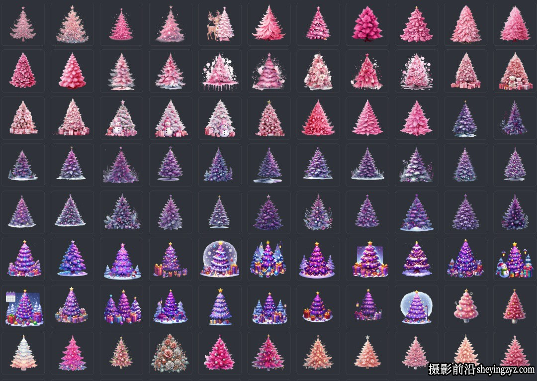 188张圣诞树精美插图PNG透明免扣素材第一季