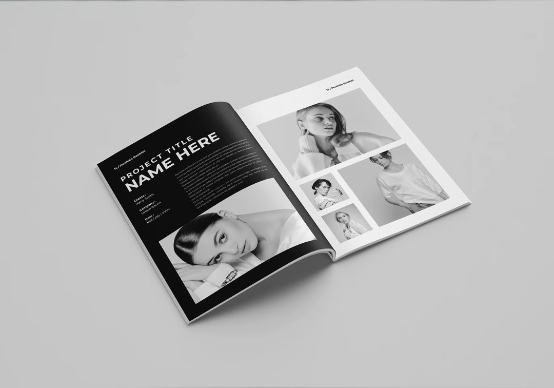 简约作品集排版布局InDesign模板