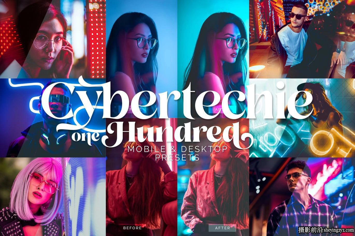 100+赛博朋克城市夜景霓虹人像LR预设Cybertechie Hundred Presets