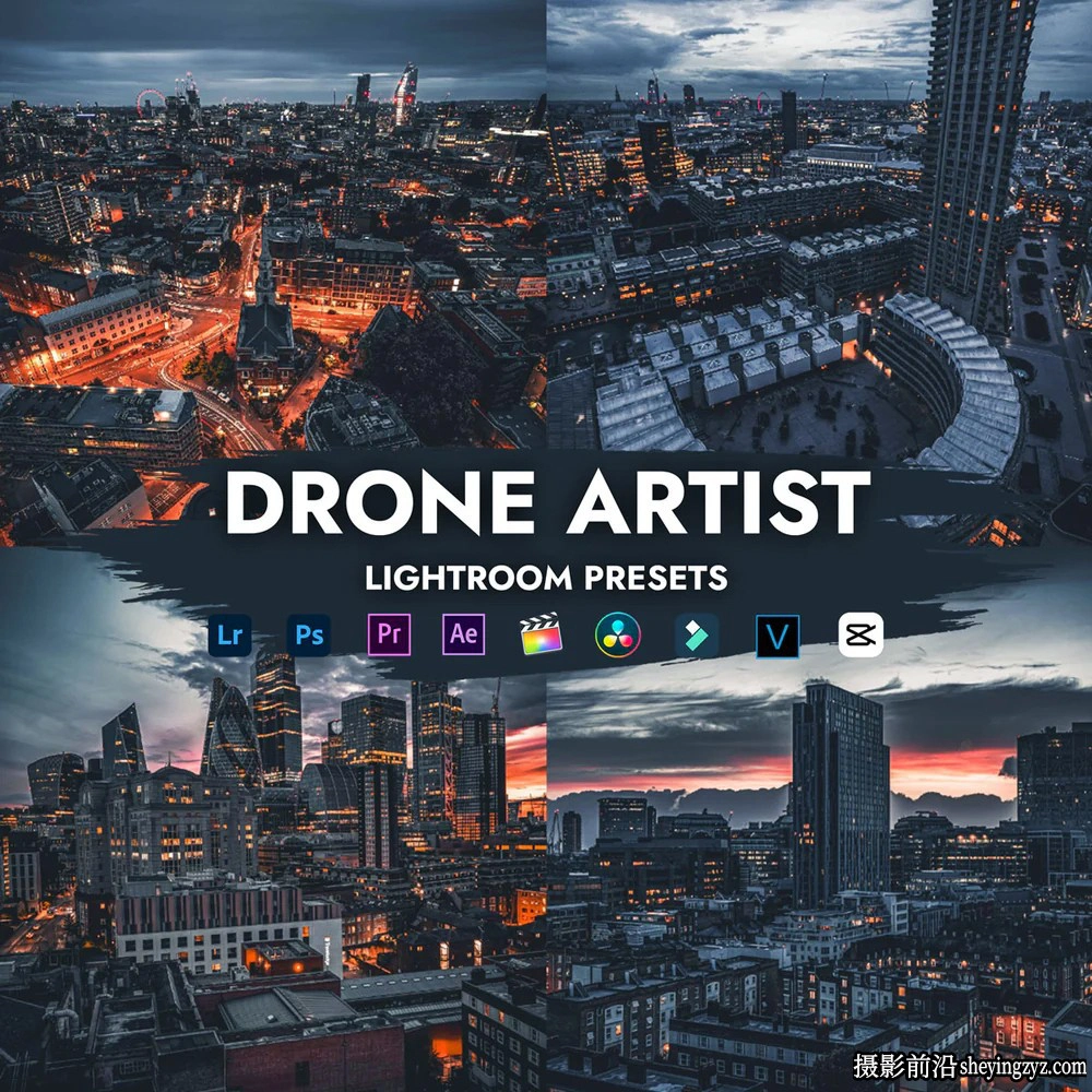 无人机城市航拍风光摄影调色LR预设及LUT预设DRONE ARTIST PRESETS