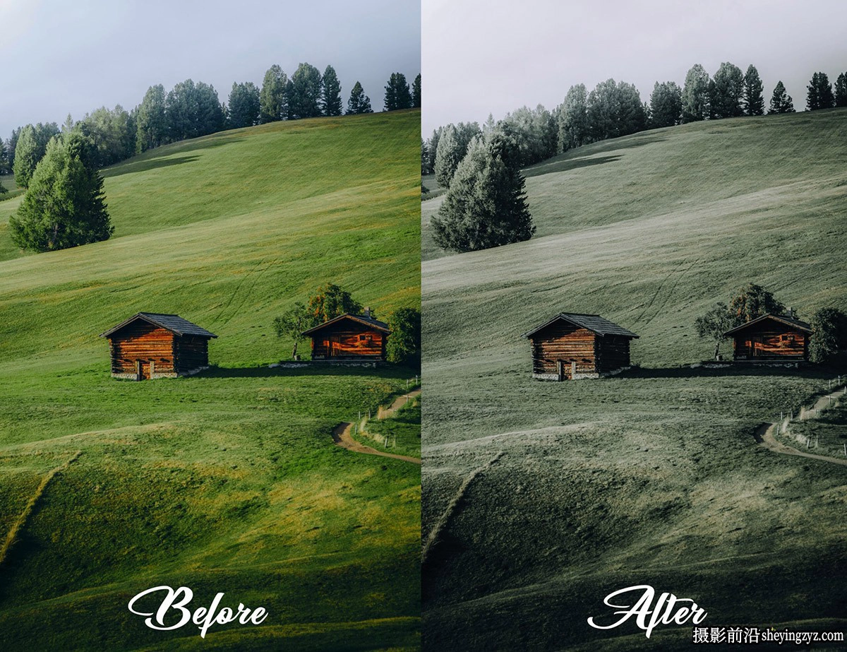无人机航拍黑暗电影风光LR预设 MePresets-Cinematic Green Presets