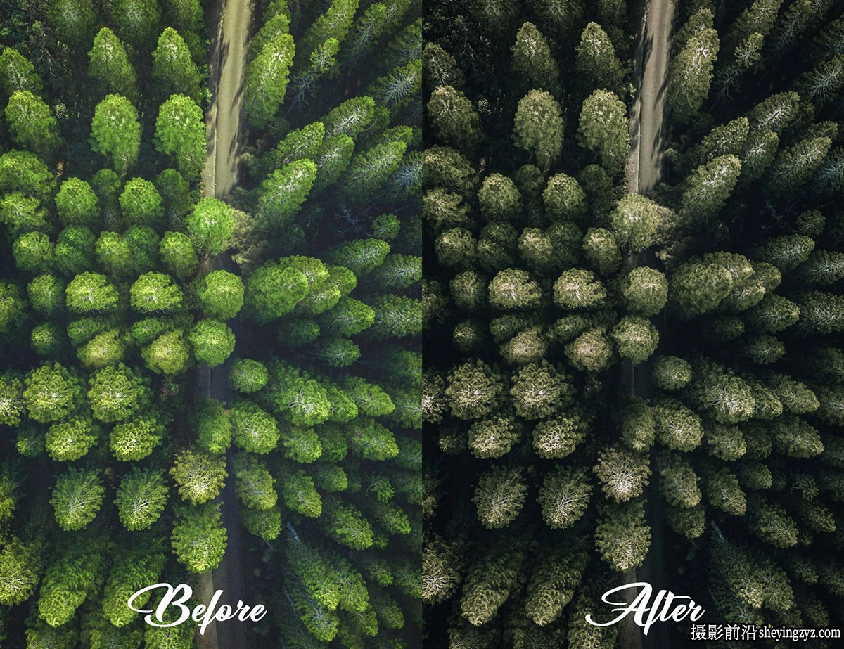 无人机航拍黑暗电影风光LR预设 MePresets-Cinematic Green Presets
