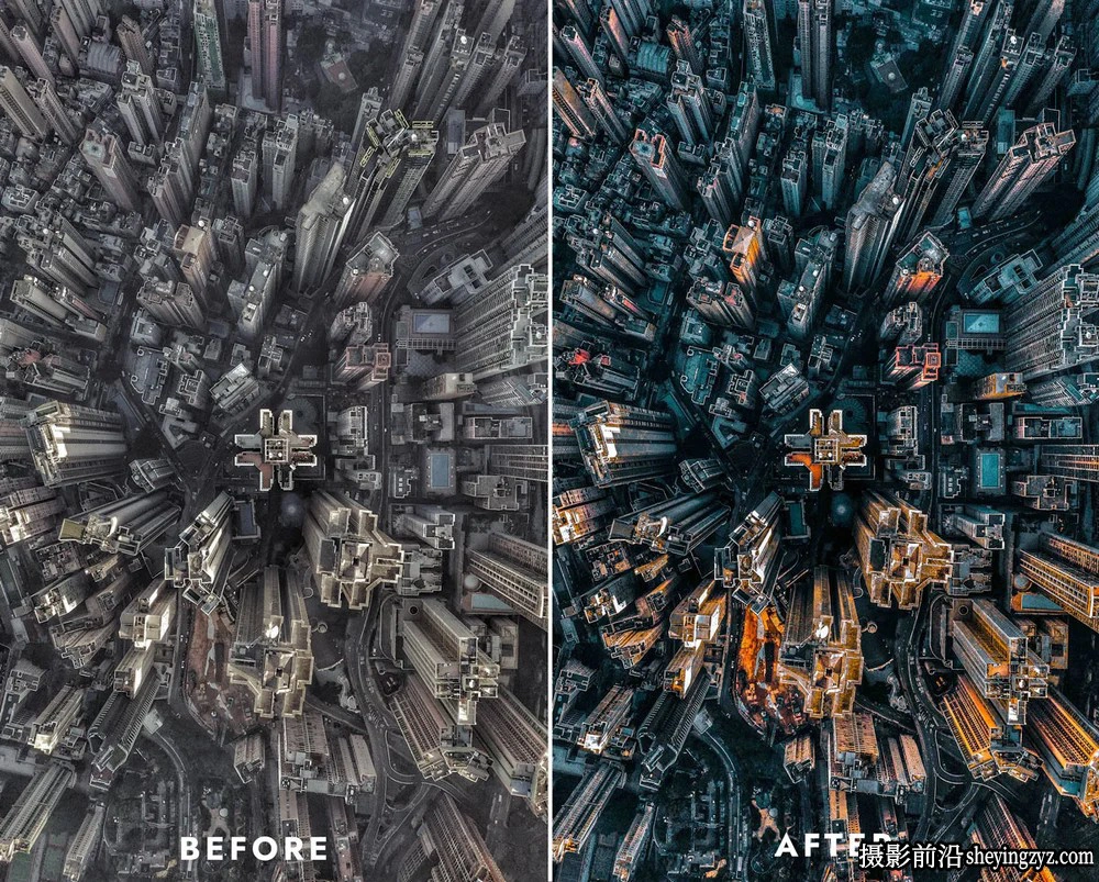城市无人机航拍黑金电影风光LR预设及LUT预设 URBAN DRONE PRESETS