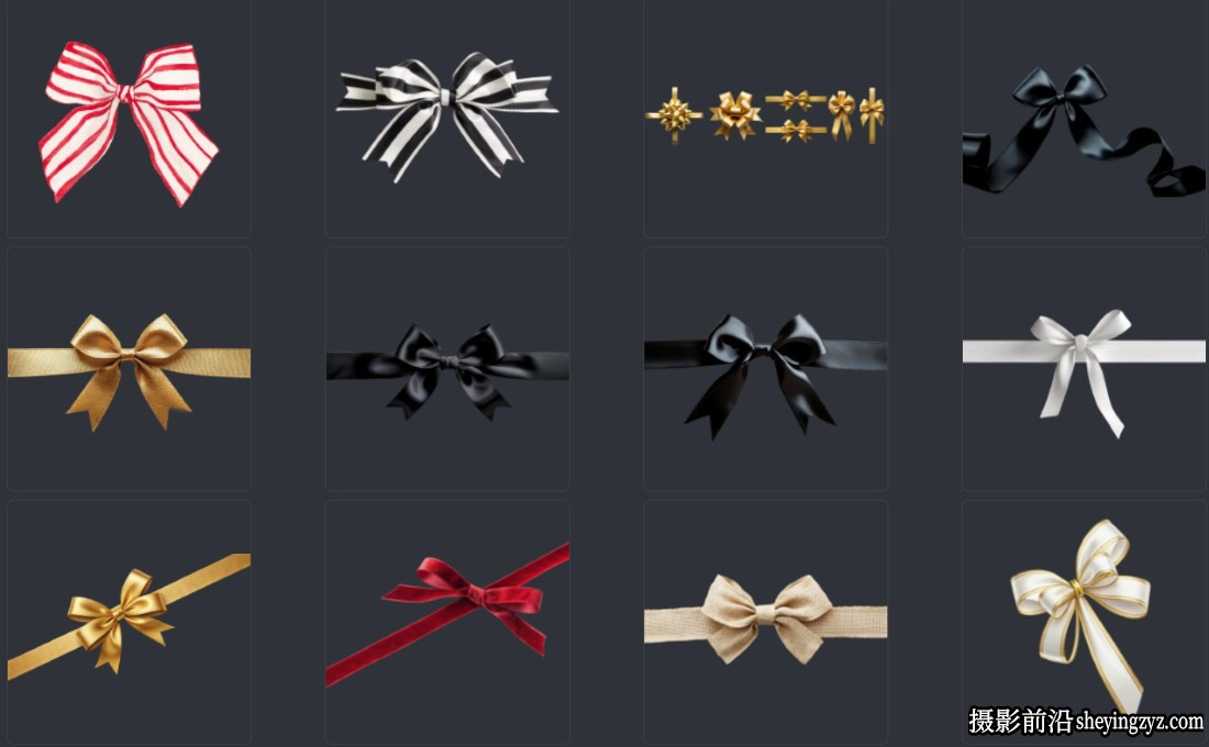 色带与蝴蝶结透明PNG免扣素材 30xPNG