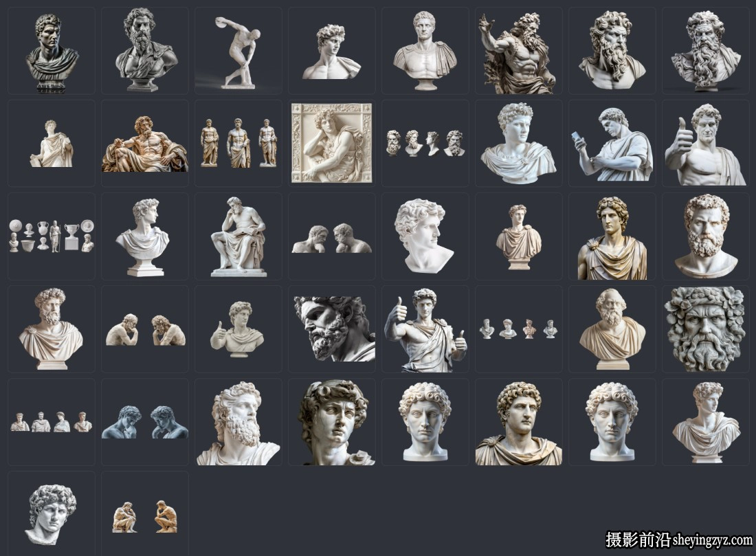 西方男性雕塑PNG素材合集透明图层免扣素材 42xPNG