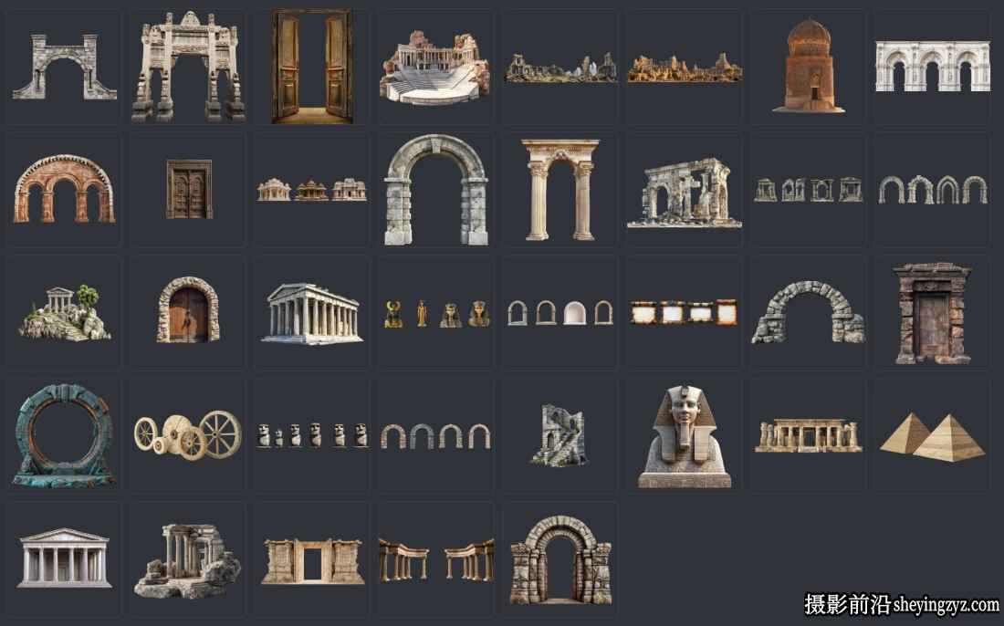 古代西方大型建筑与雕塑PNG透明免扣素材 37xPNG