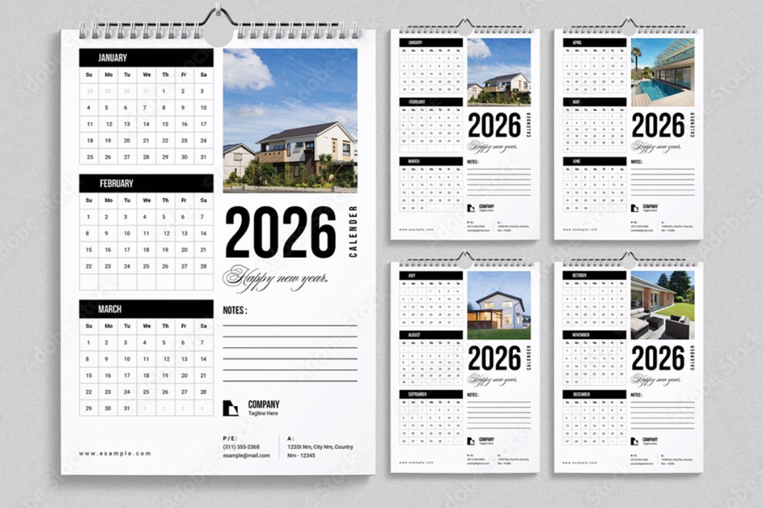 29套2026年新年日历InDesign模板 29xINDT