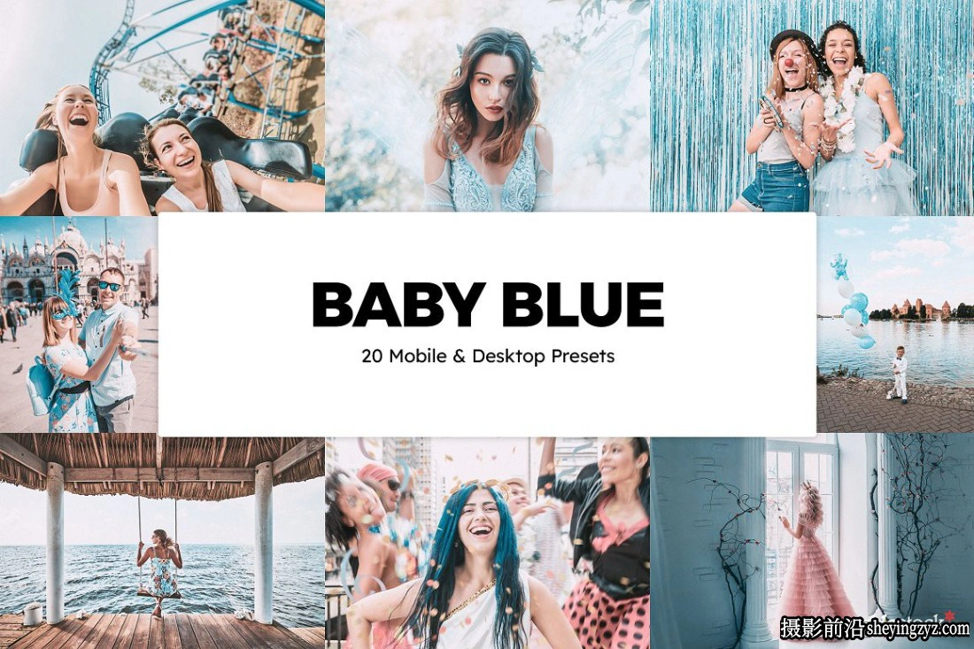 20种浅蓝色电影色彩LR预设及LUT以上 20 Baby Blue Presets &amp; LUTs