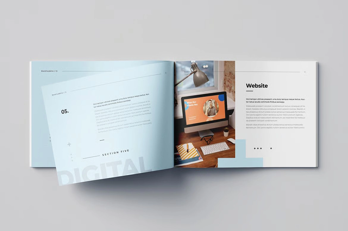 品牌指南 16页排版布局设计InDesign模板