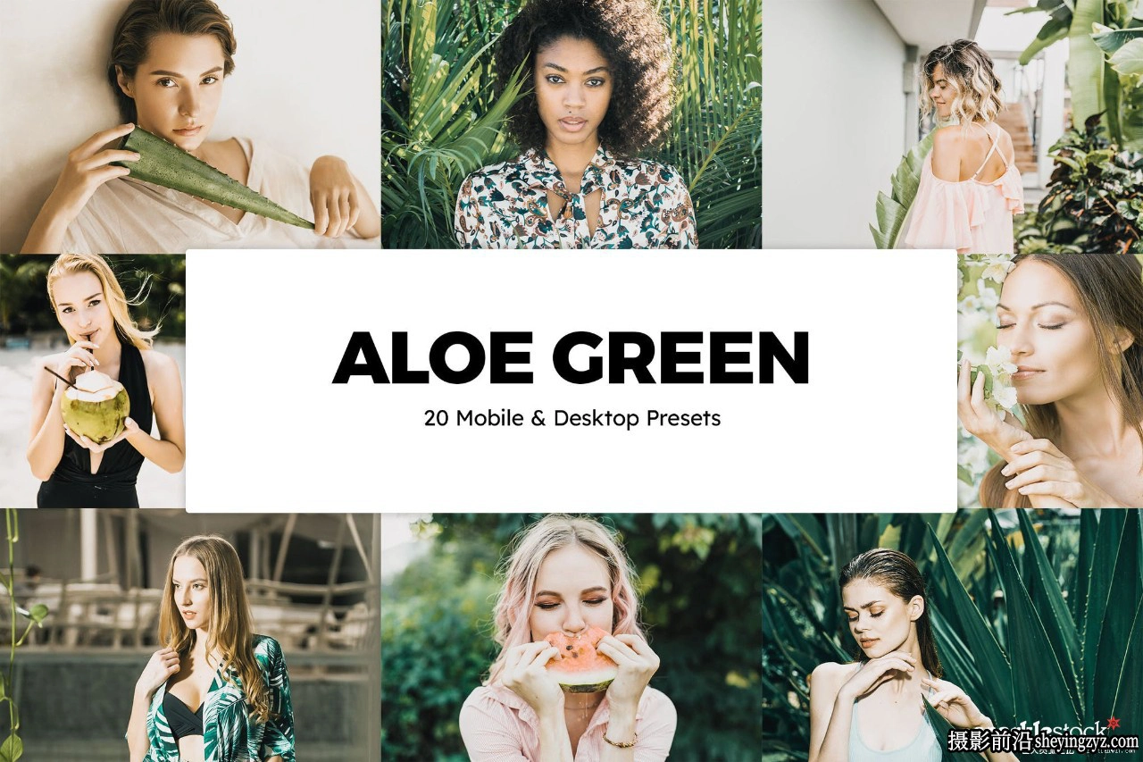 20个电影胶片调色LR/LUT预设Aloe Green Lightroom Presets &amp; LUTs