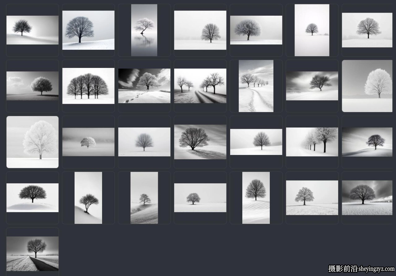 高清极简雪地雪景与孤立的树图片素材 29xJPEG