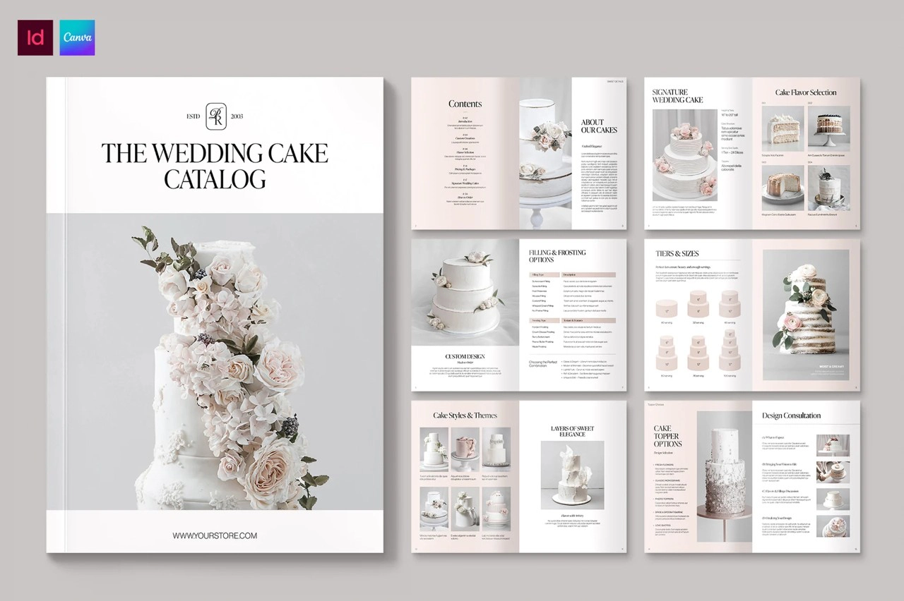 婚礼策划师婚礼蛋糕目录排版设计InDesign模板