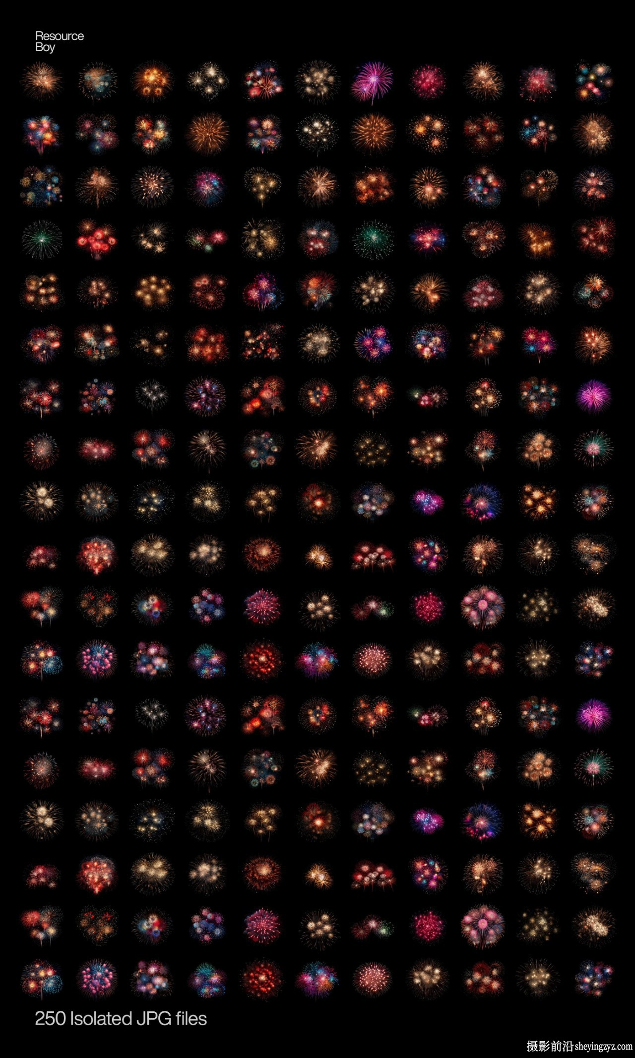 250张高清烟花礼花纹理复古叠加合成素材250xJPG