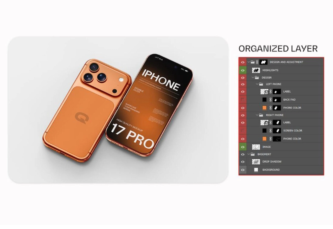 iPhone 17 Pro 渐变背景PS样机模型