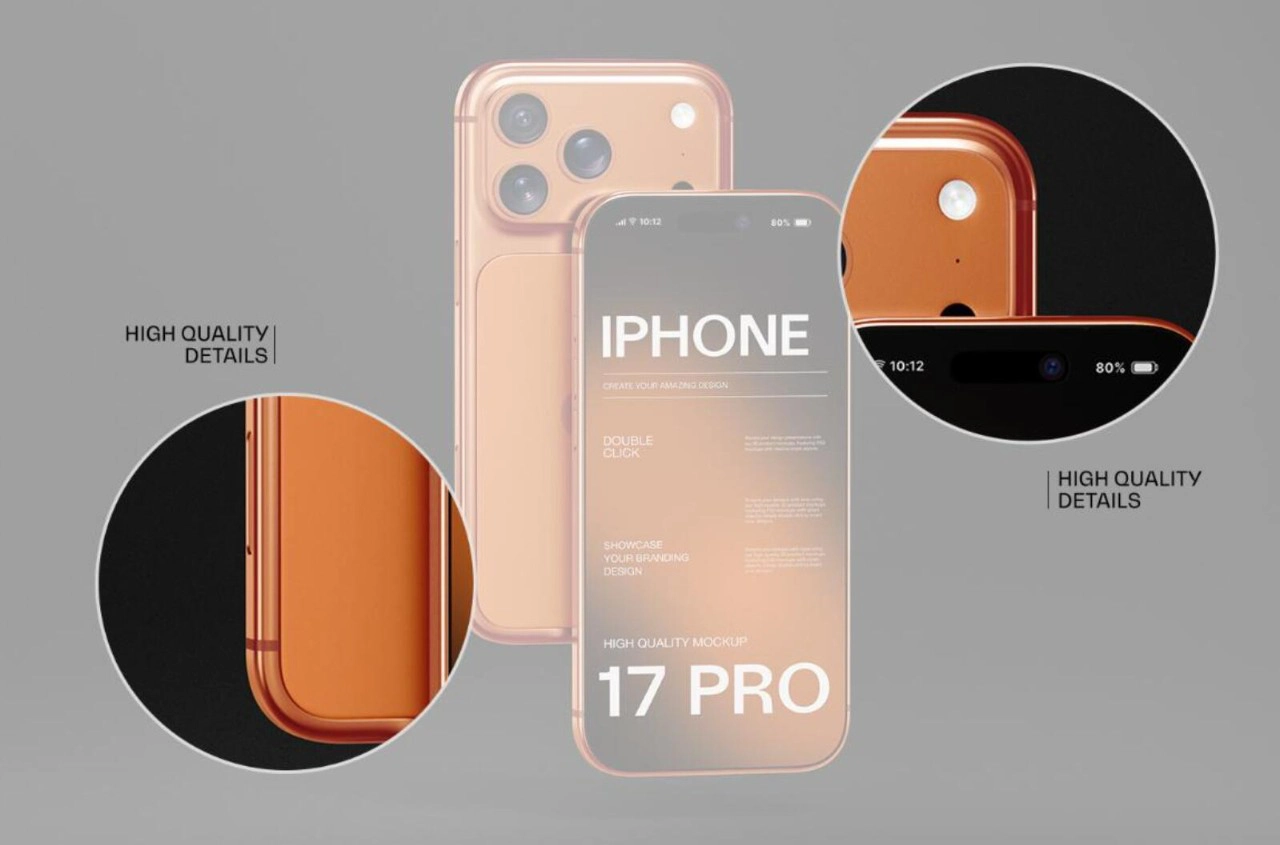 iPhone 17 Pro 渐变背景PS样机模型
