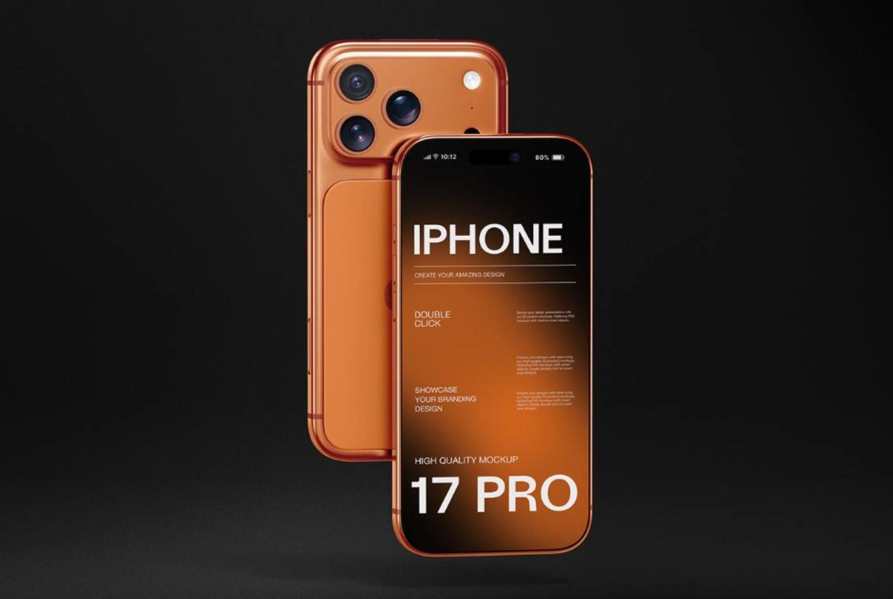 iPhone 17 Pro 渐变背景PS样机模型