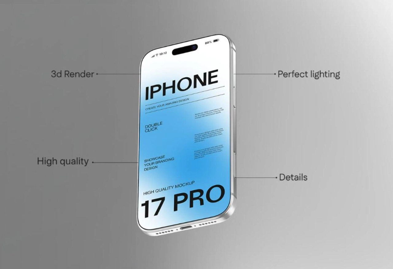 iPhone 17 Pro 渐变背景PS样机模型
