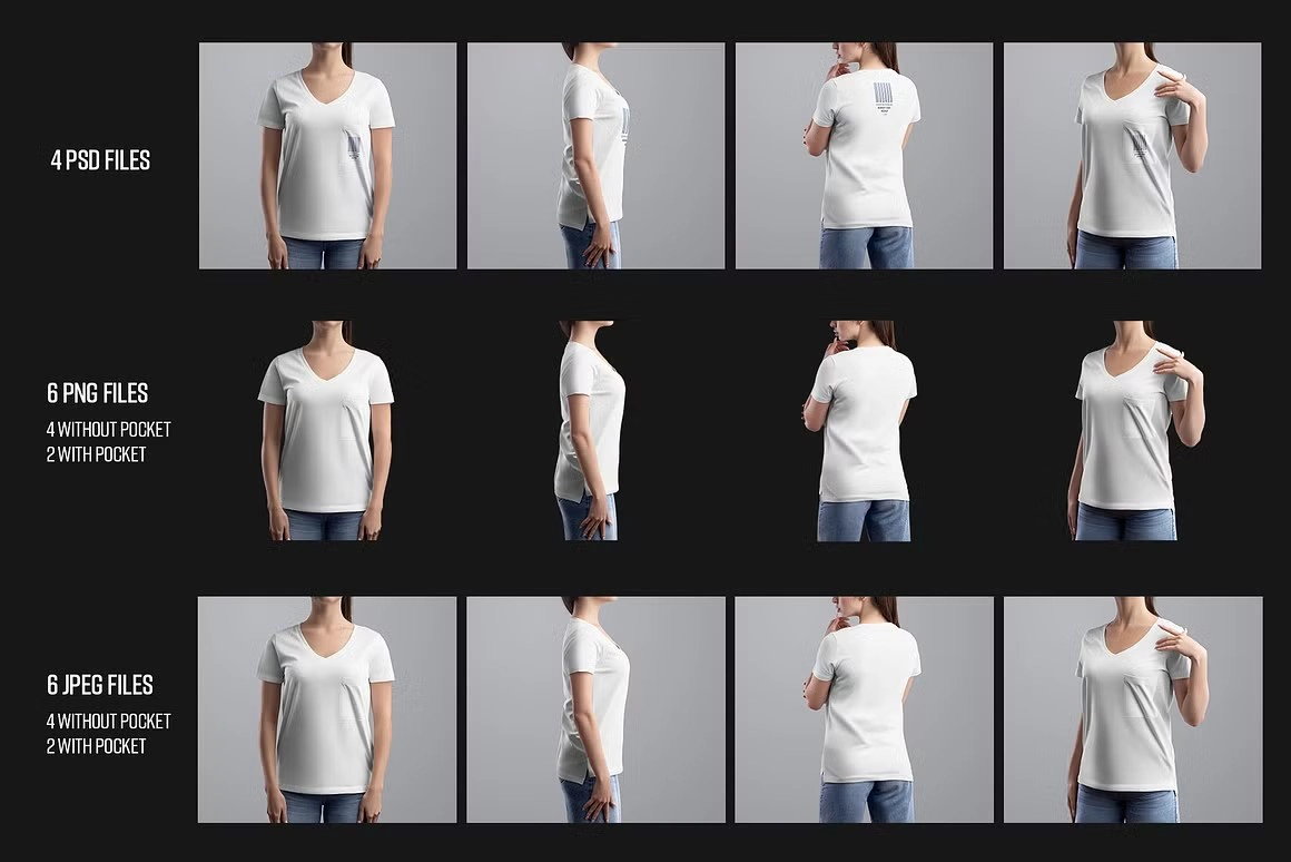 Mockup Woman 女性V领T恤样机模型