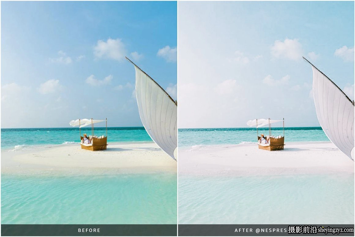 沙滩海滩旅拍胶片人像调色LR预设Maldives Blue Lightroom Presets
