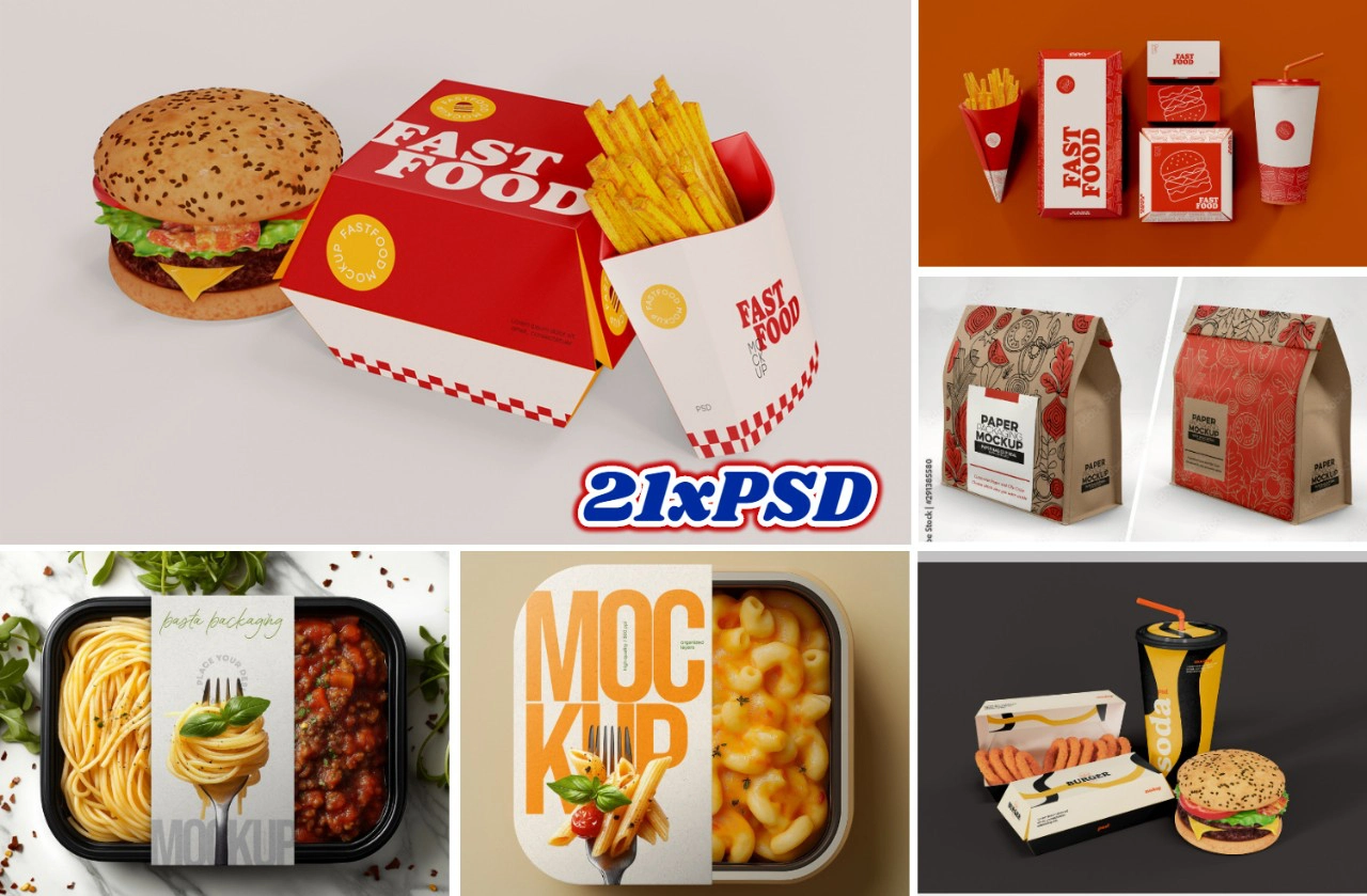 21种快餐美食与饮料产品包装模型合集 #2 21·xPSD