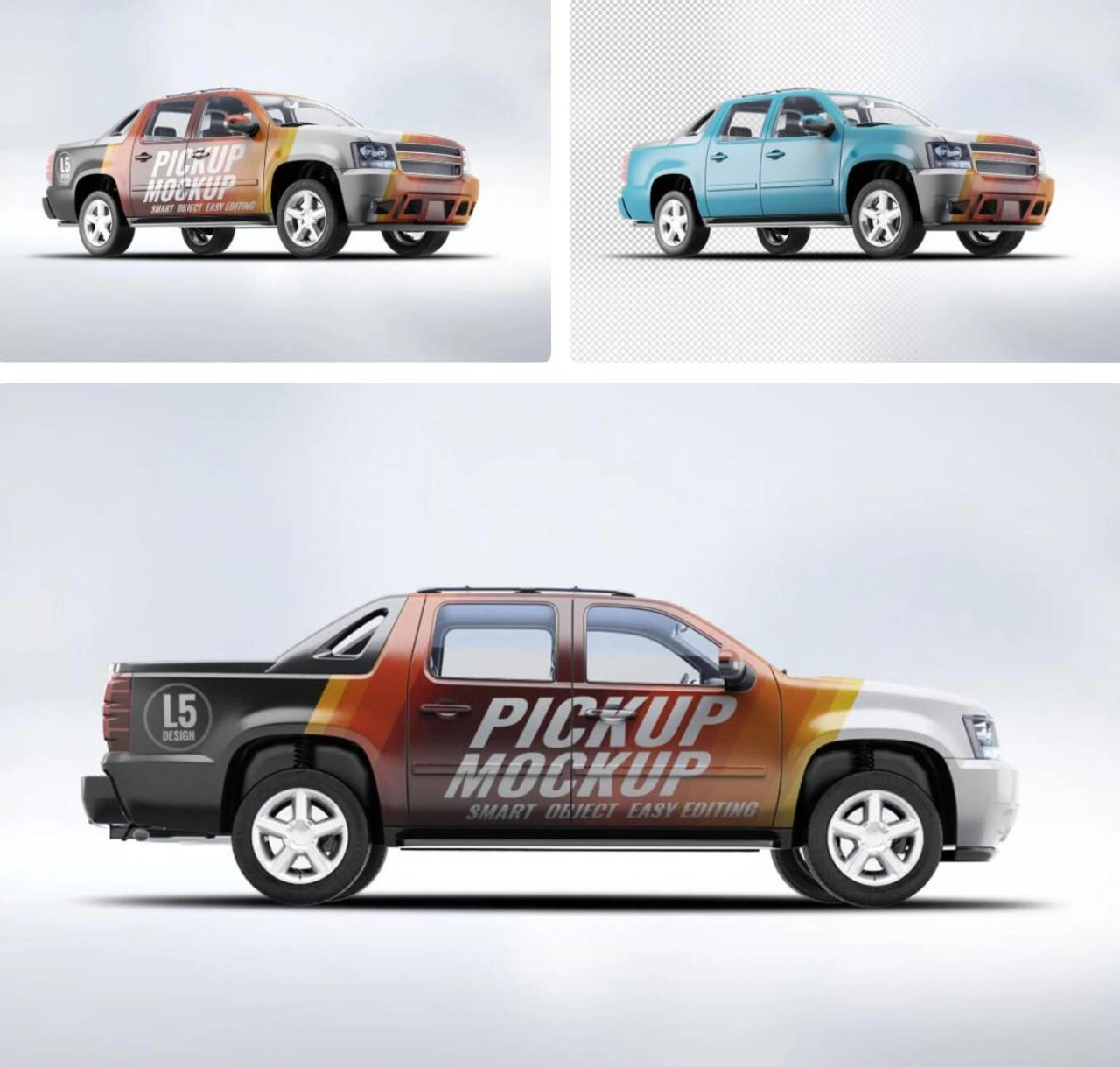 8种4X4逼真皮卡汽车样机模型合集
