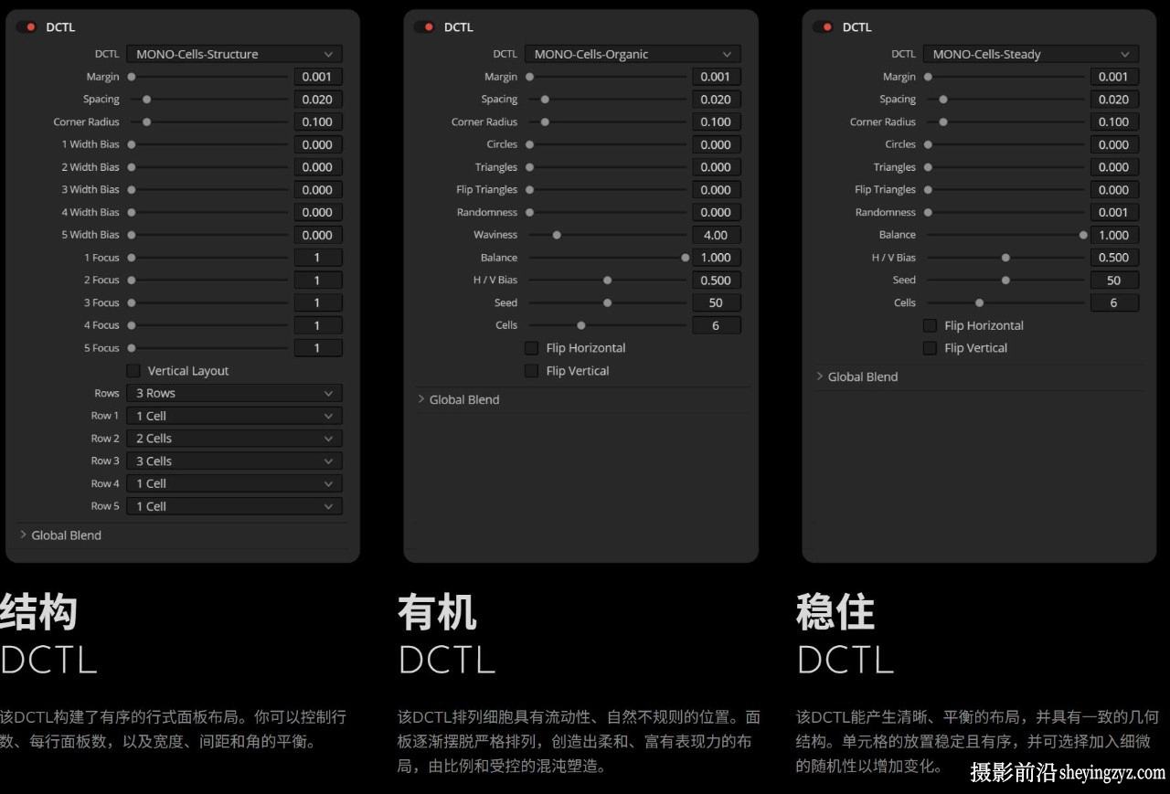 MONONODES – SPLIT SCREEN MATTES DCTLS V1.0 分屏布局DCTL达芬奇插件