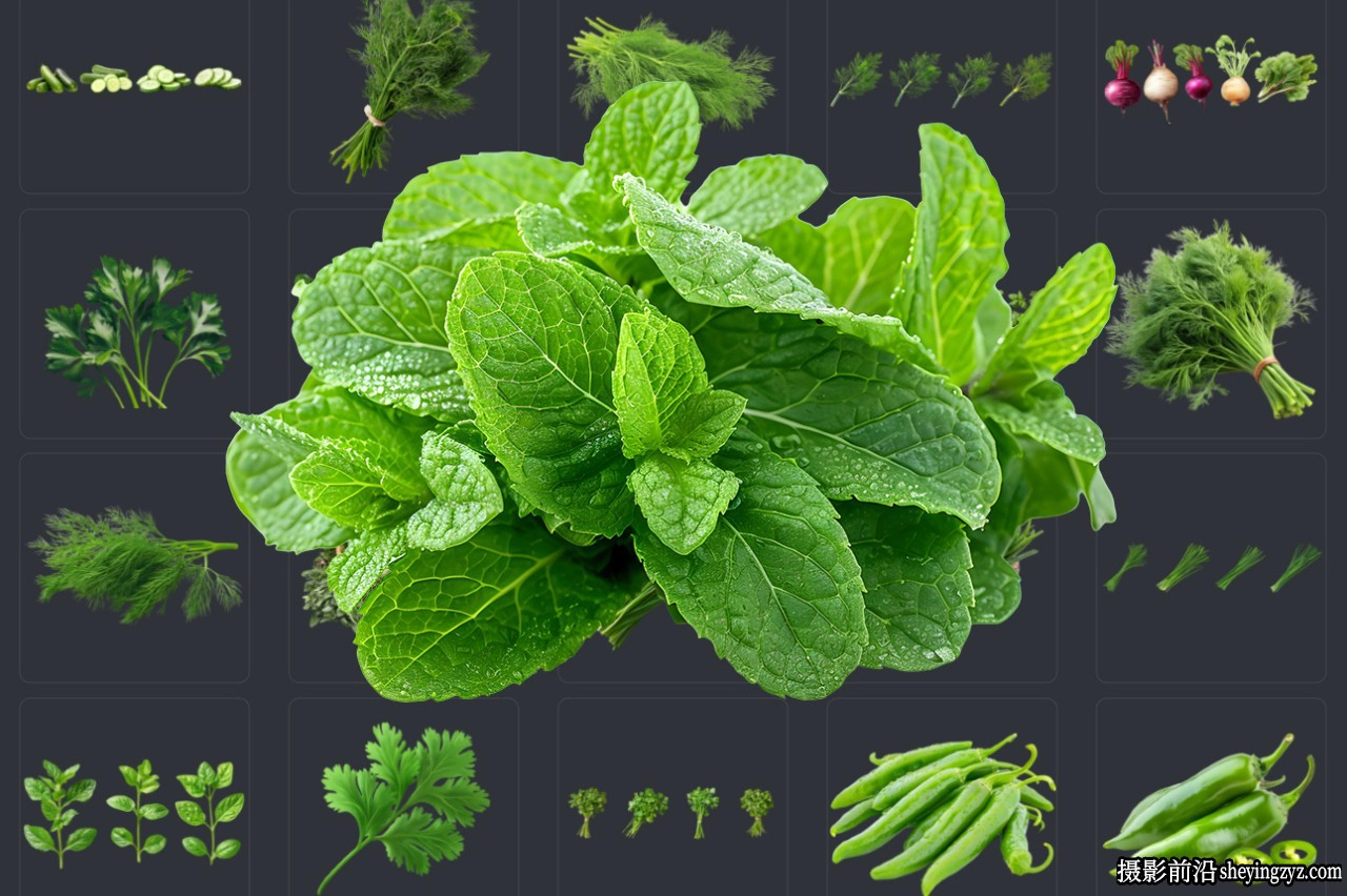 52种沙拉配菜绿叶蔬菜透明PNG免扣素材 52xPNG