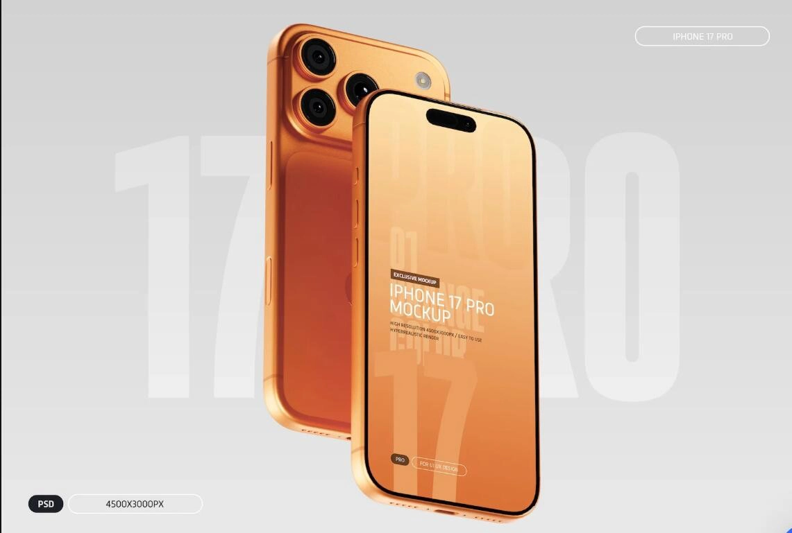 iPhone 17 Pro 样机模型 - 橙色