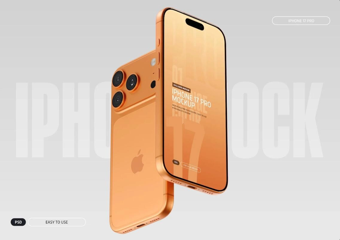 iPhone 17 Pro 样机模型 - 橙色