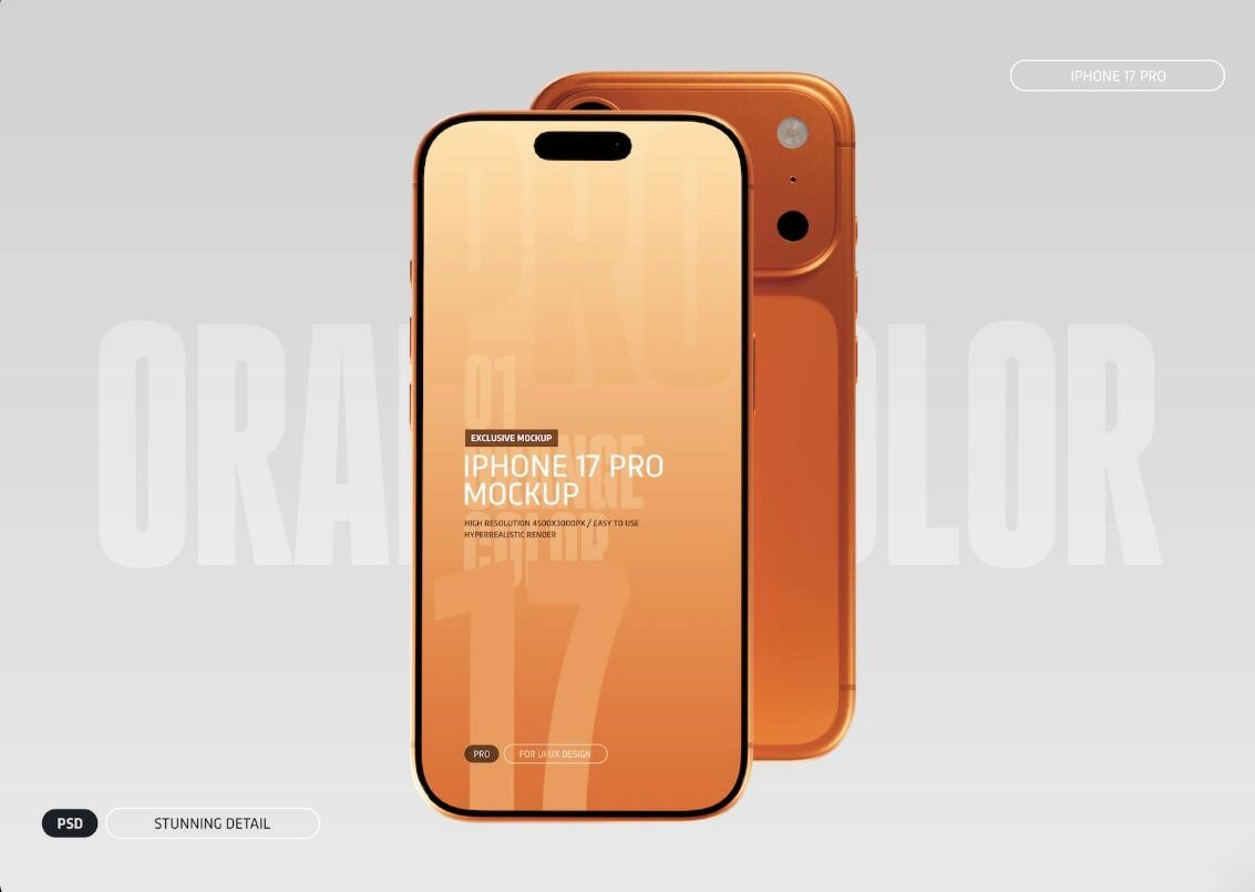 iPhone 17 Pro 样机模型 - 橙色