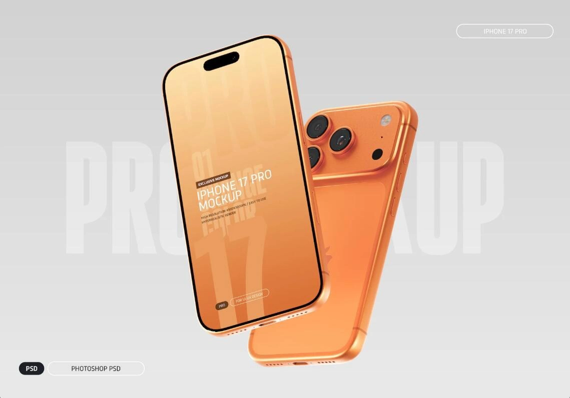 iPhone 17 Pro 样机模型 - 橙色