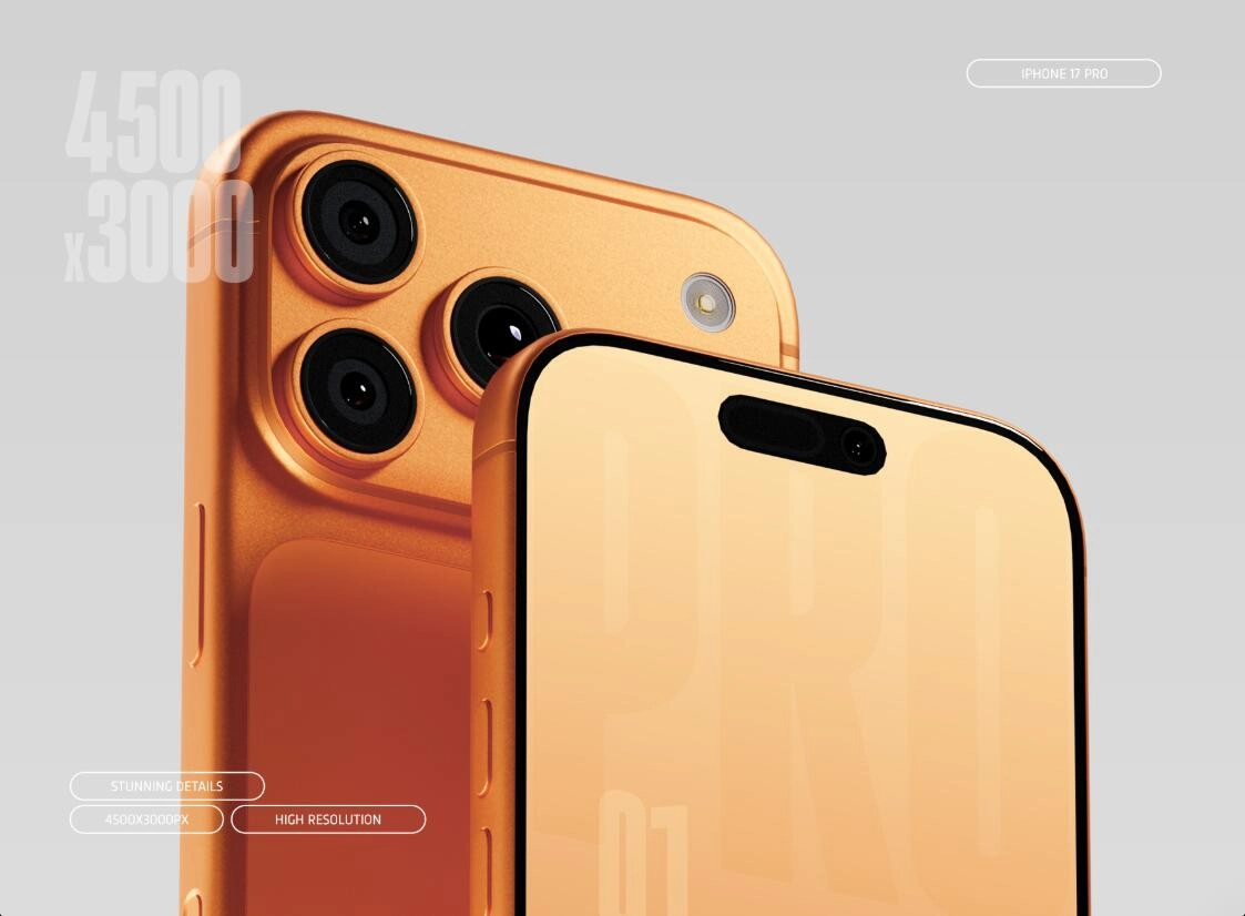 iPhone 17 Pro 样机模型 - 橙色
