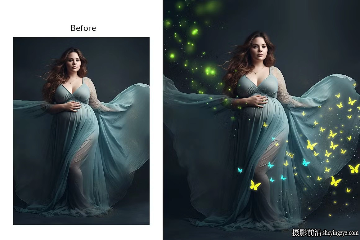 35款神奇光影与散景孕妇照片叠加数字背景