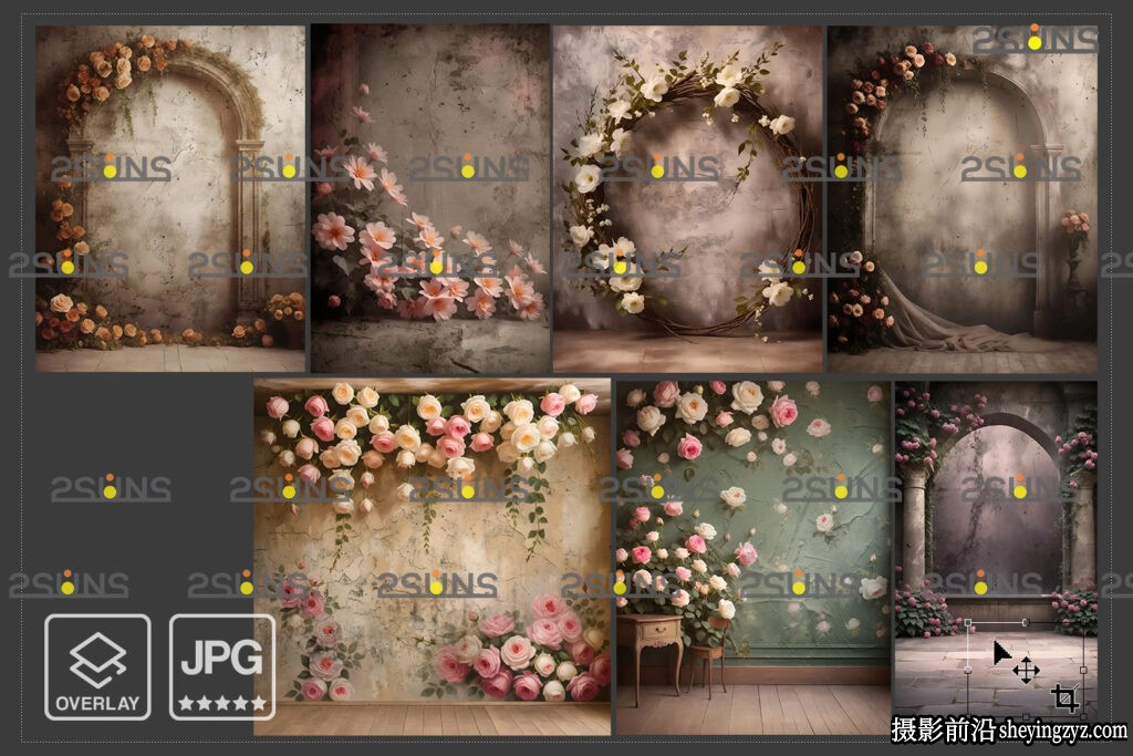 7种花卉背景数码背景工作室孕妇照素材