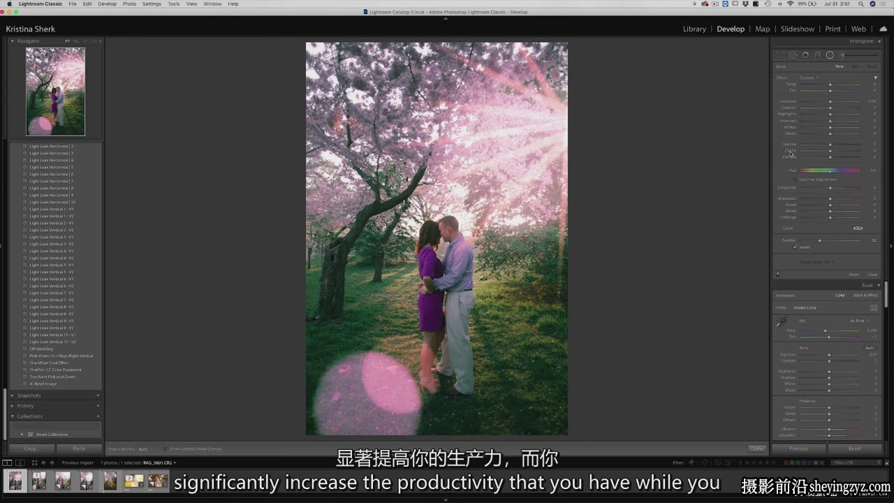 摄影师 Kristina Sherk Lightroom中为图像添加光影效果-中英字幕