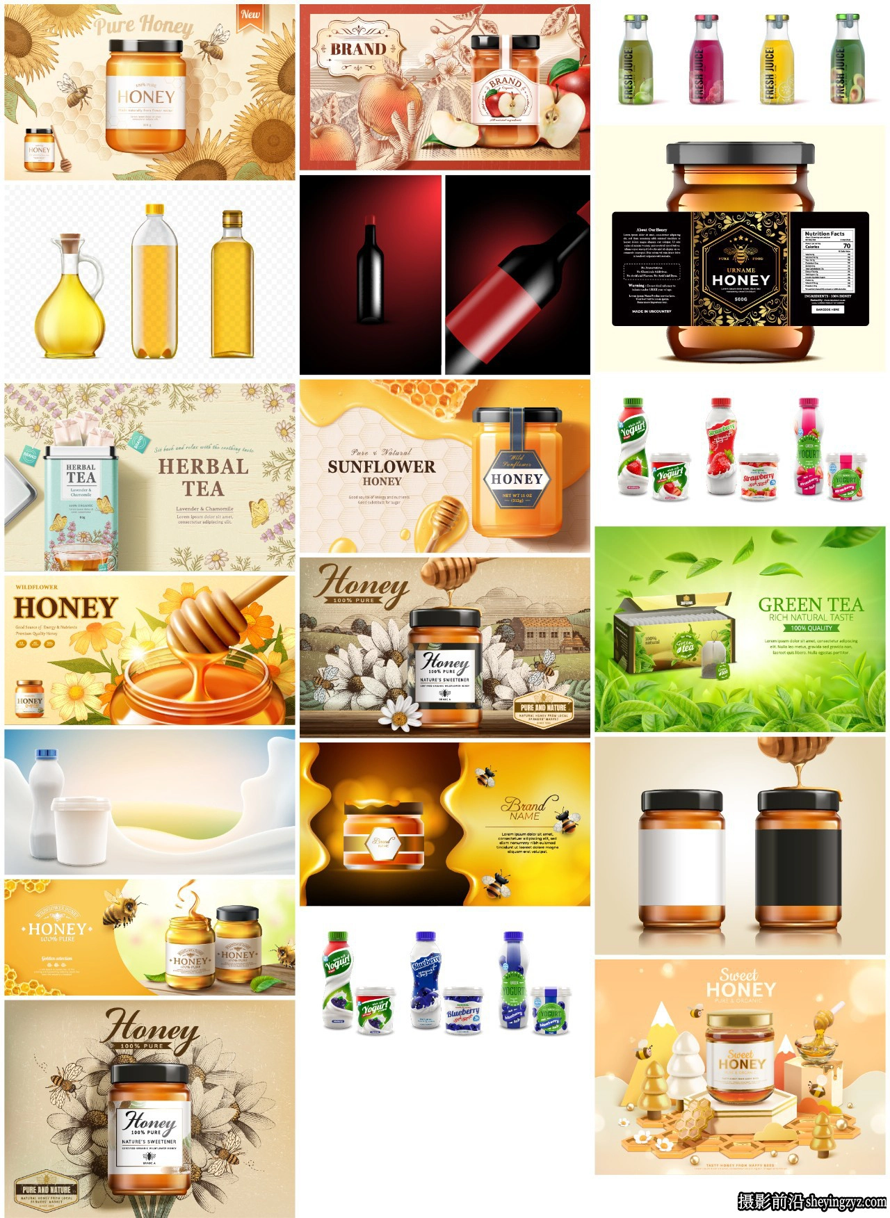 19套美食食品包装广告矢量模板与标签 19xAI