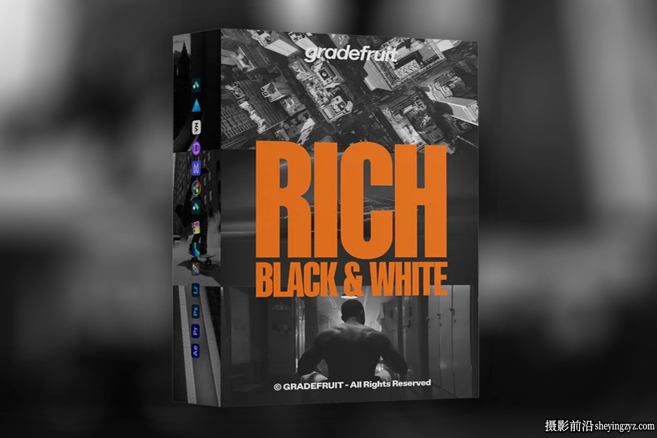 GradeFruit - 14种经典浓郁黑白胶片LUT预设 Rich Black and White