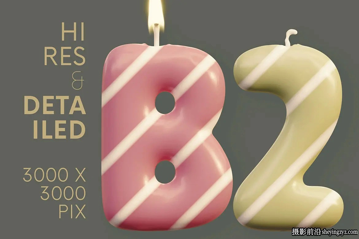 生日蜡烛字母数字3D字体设计PNG透明免扣素材