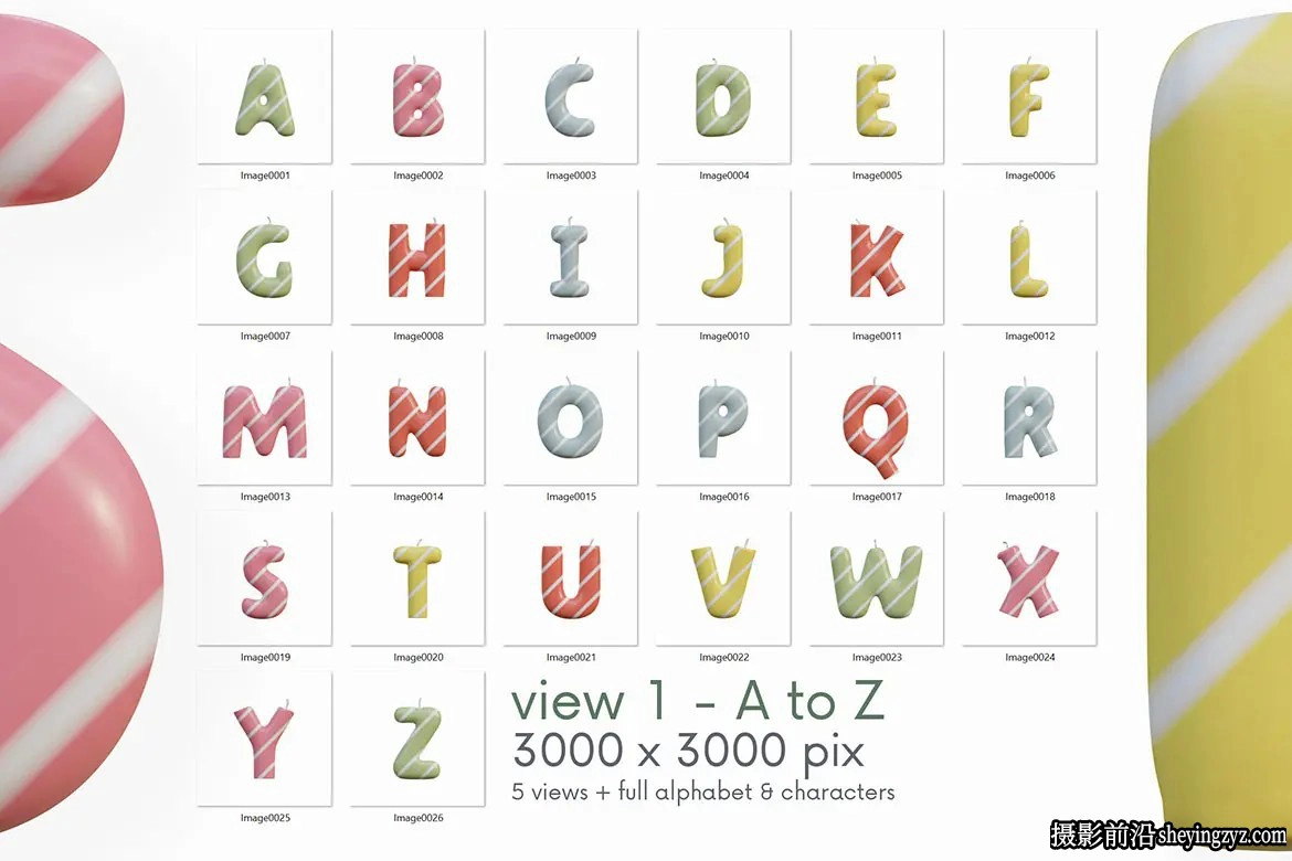 生日蜡烛字母数字3D字体设计PNG透明免扣素材
