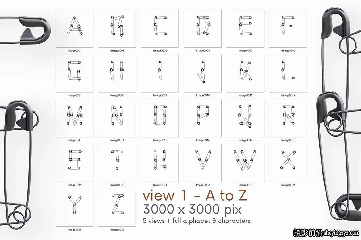 逼真的3D大头针别针字母PNG透明免扣素材