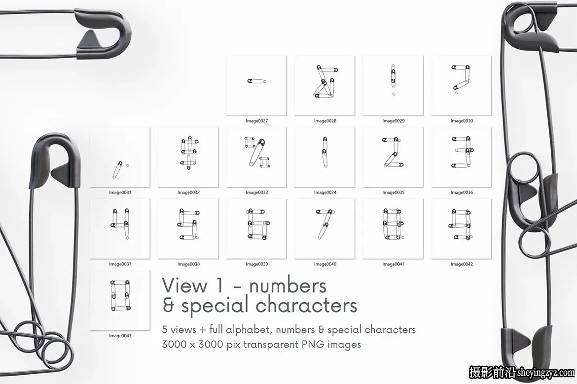 逼真的3D大头针别针字母PNG透明免扣素材