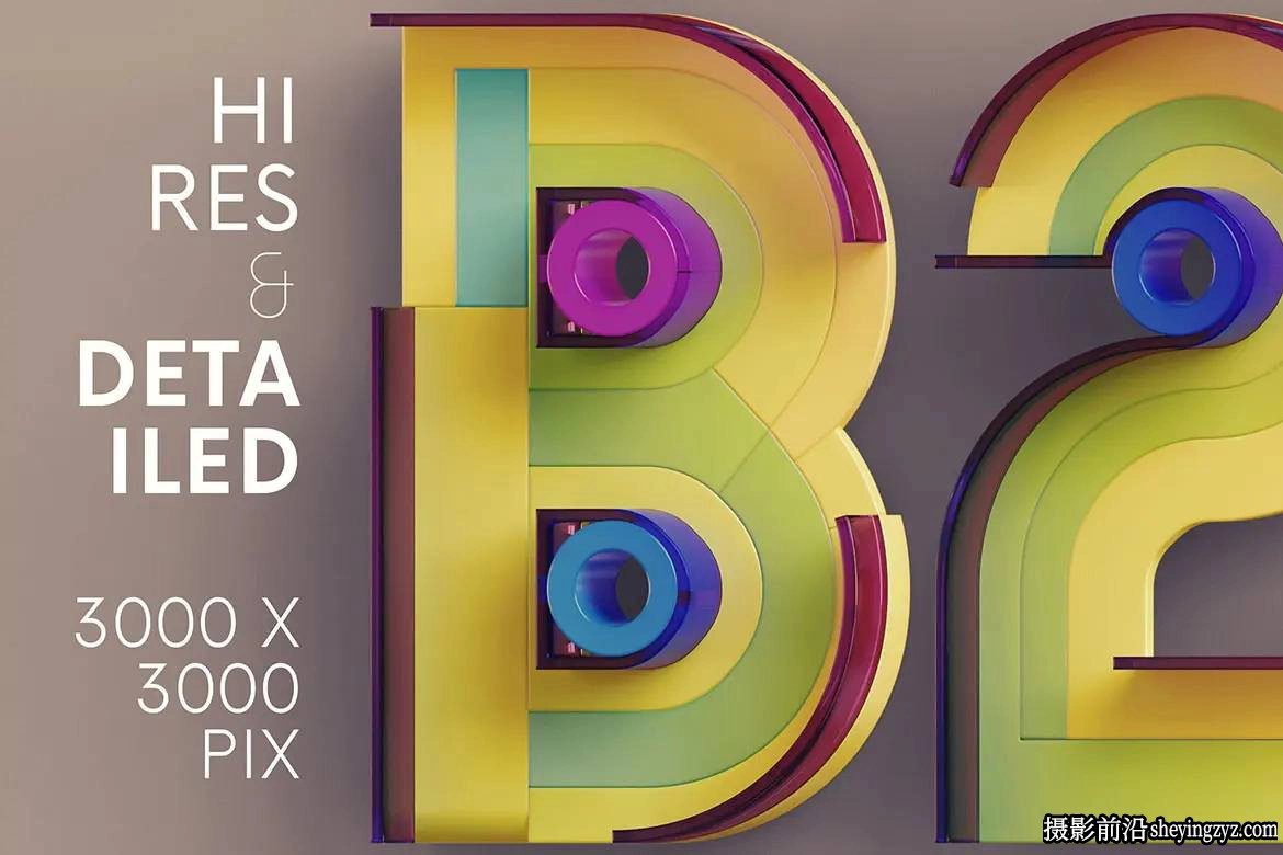 彩色塑料材质的3D字母装饰PNG透明免扣素材