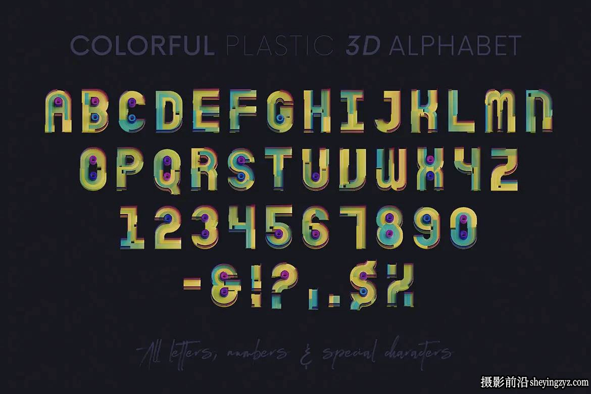 彩色塑料材质的3D字母装饰PNG透明免扣素材