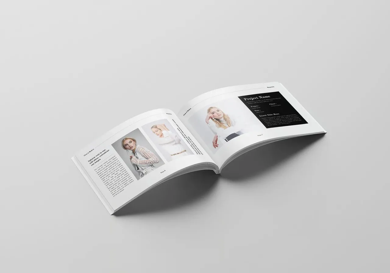 时尚品牌杂志排版布局设计(横版)InDesign模板