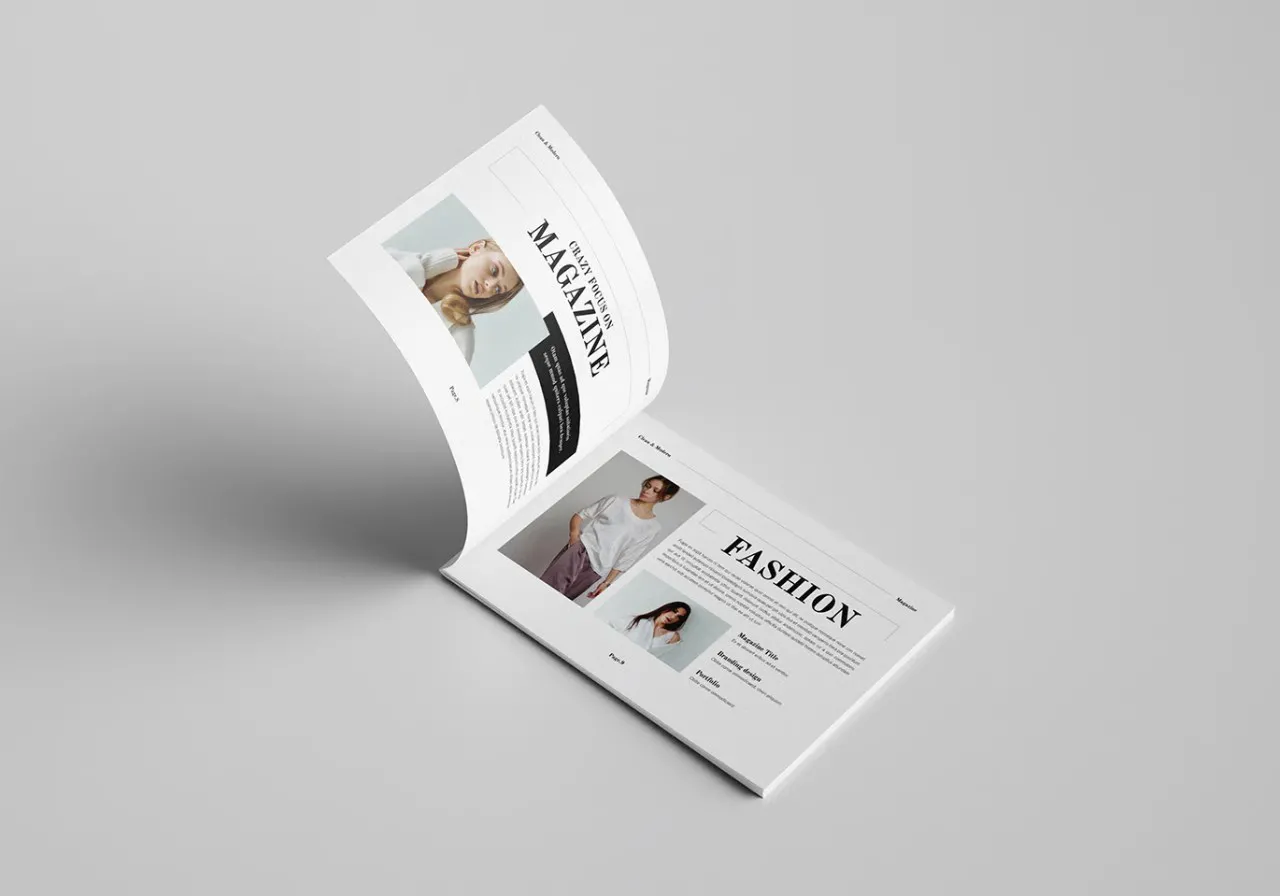 时尚品牌杂志排版布局设计(横版)InDesign模板