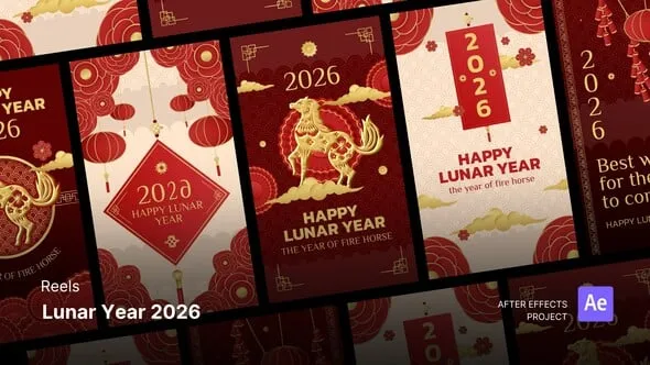 AE片头模板-中国农历新年竖屏动画模板- Intro – Lunar Year