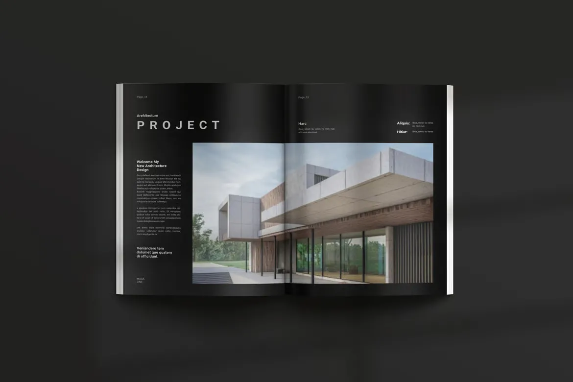 极简设计项目建筑宣传手册排版布局InDesign模板