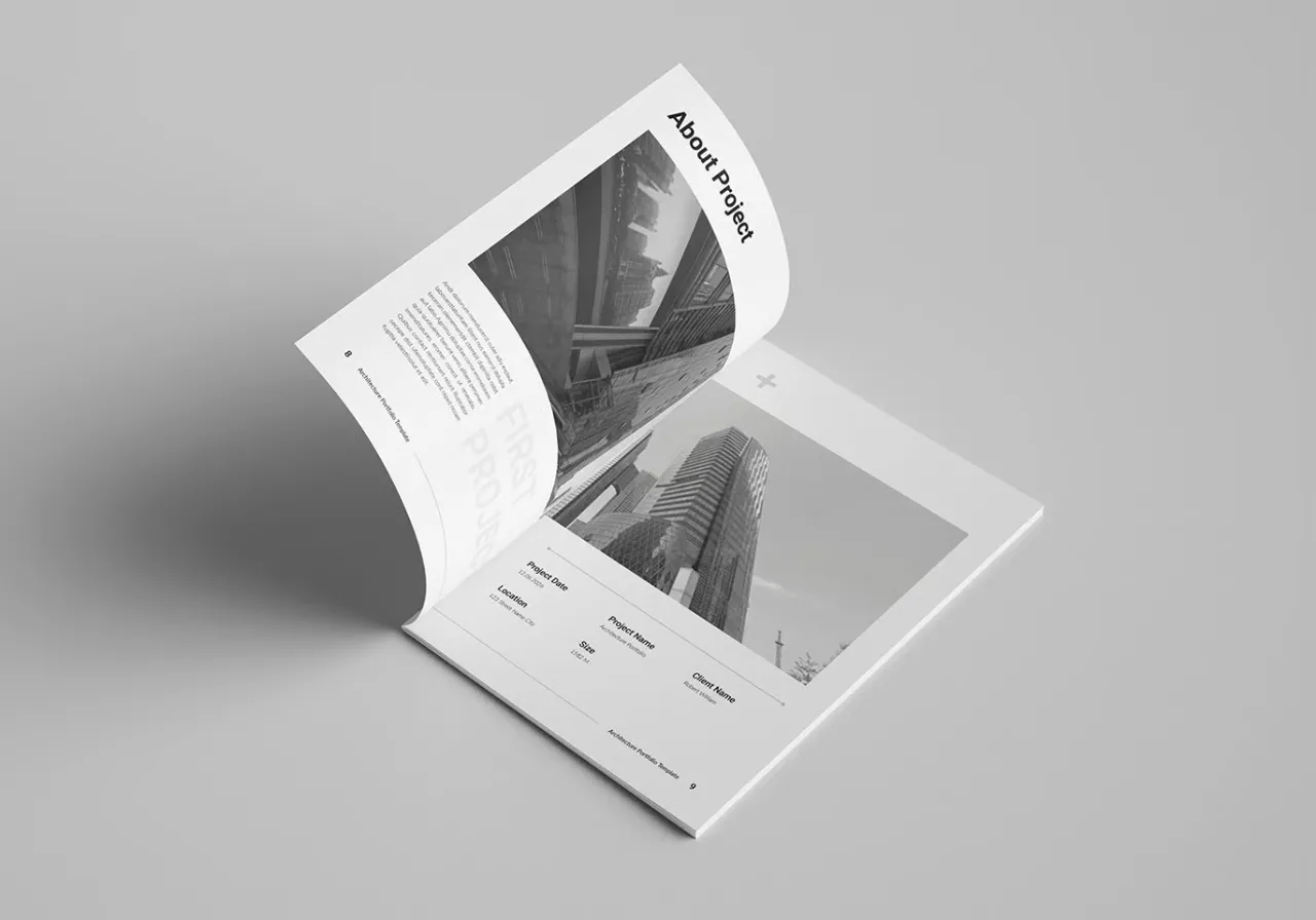 建筑手册作品集排版布局设计InDesign模板