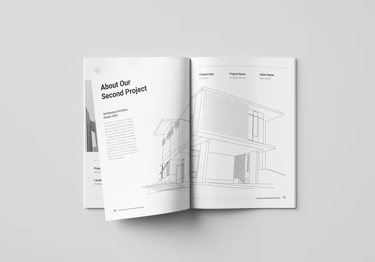 建筑手册作品集排版布局设计InDesign模板